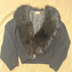 VIntage Full Fashioned Fur Blend Sweater by Pam Stewart , Black